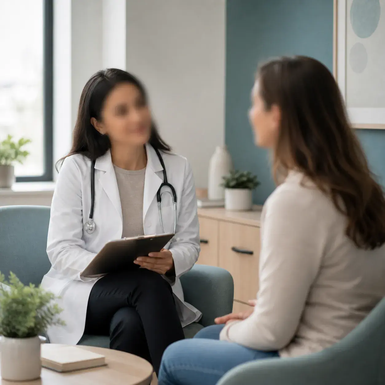 Clinician talking through GLP-1 program details with a patient
